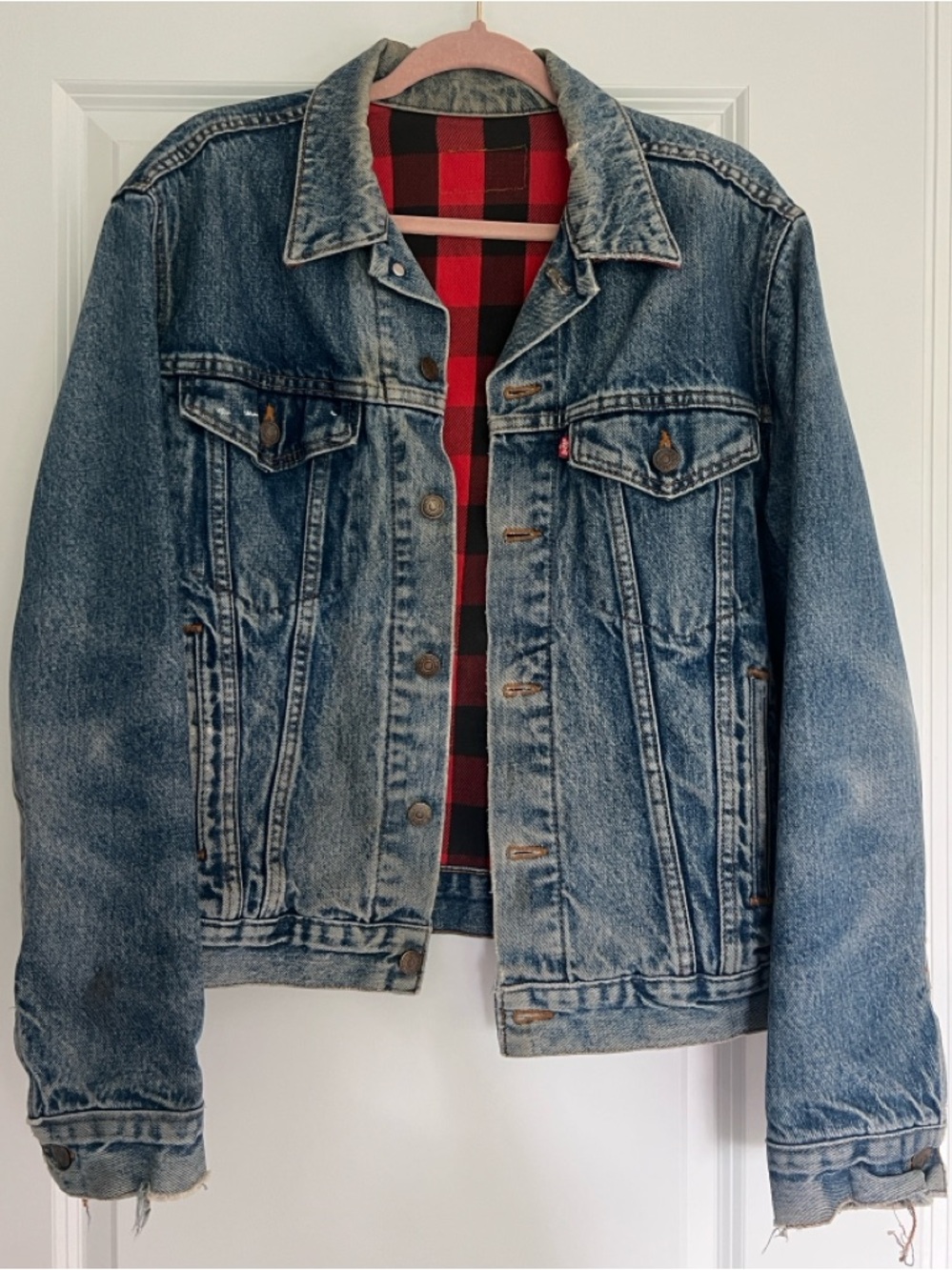 Vintage Levi’s Classic Denim Jacket with Red Buffalo Plaid Lining